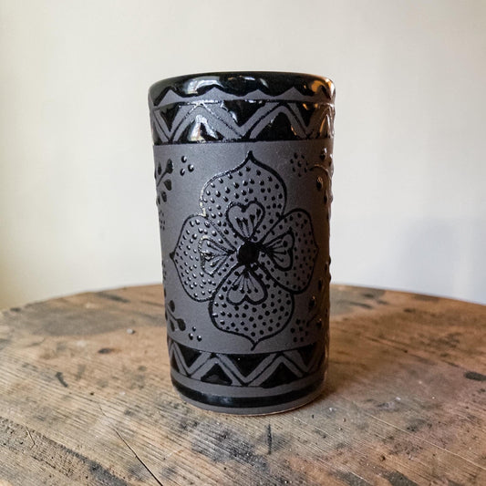 Handmade Black Stoneware Glass
