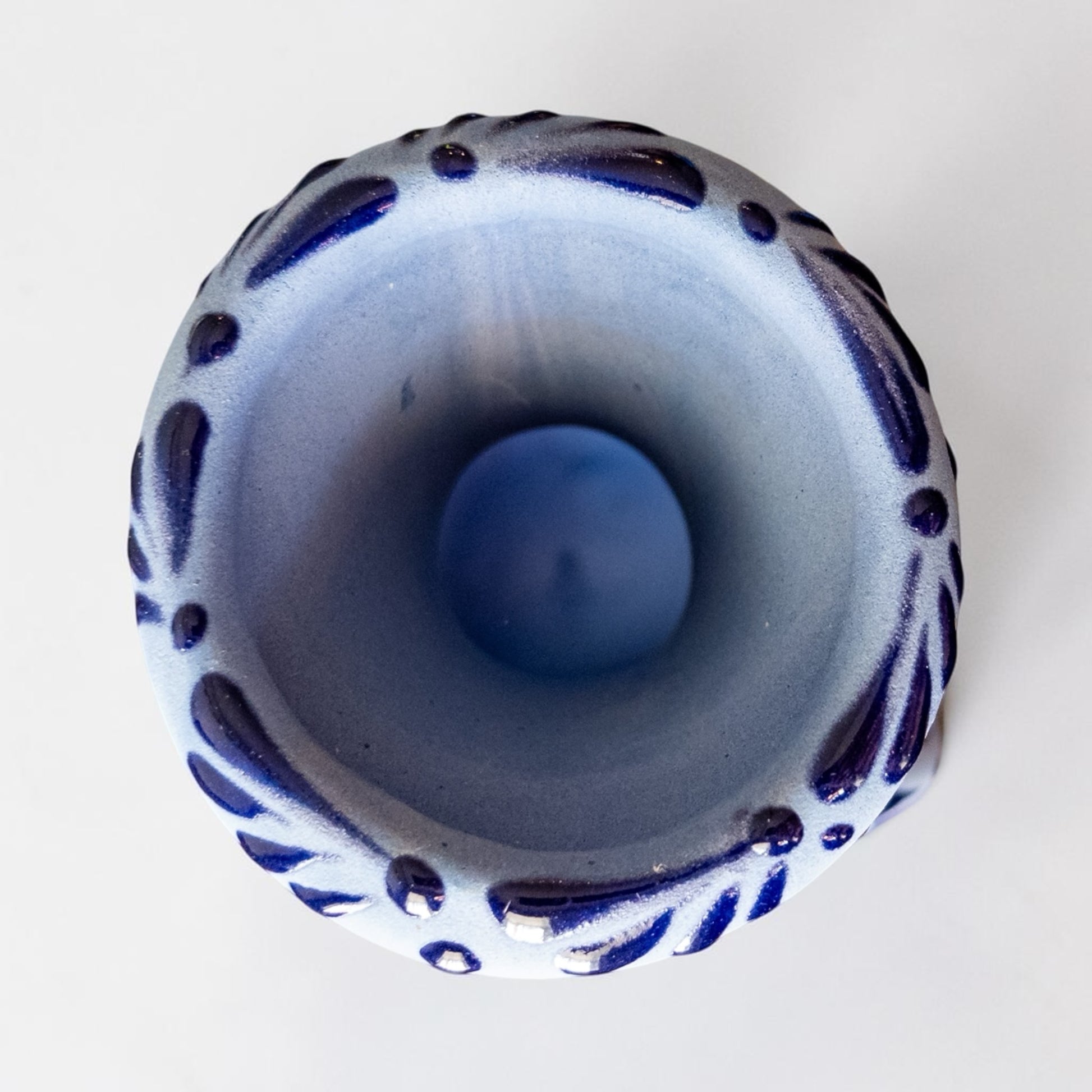 Hand-painted Talavera pottery incense holder for meditation spaces