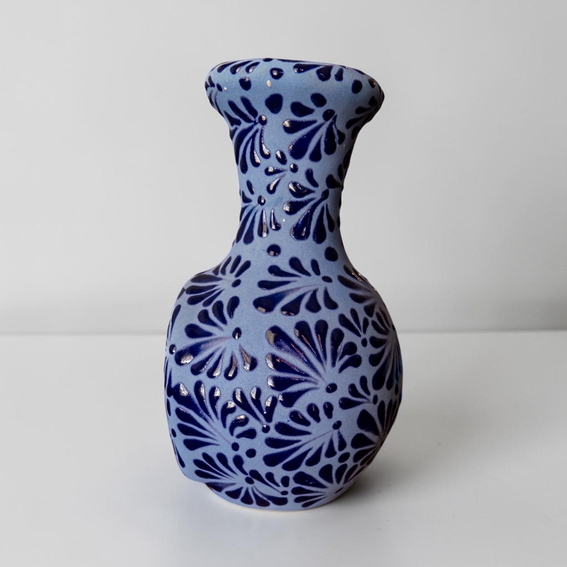 Handmade Talavera incense and candle holder, Mexican pottery detail