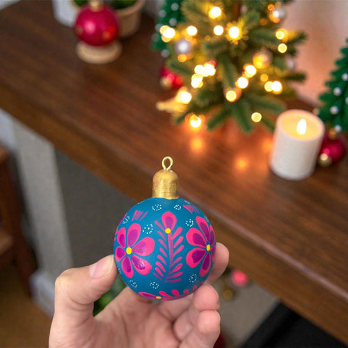 Multicolor hand-painted wooden Christmas ornaments for holiday tree decorating