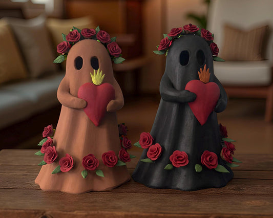 Handame Mexican Clay Ghost - Dia De Muertos - Black and Clay -