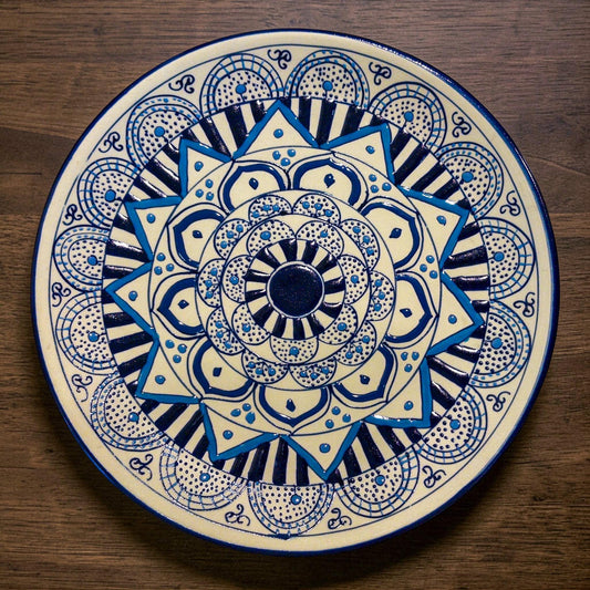 Stoneware Mandala Ceramic Plate - Unique Dinnerware - Handmade -