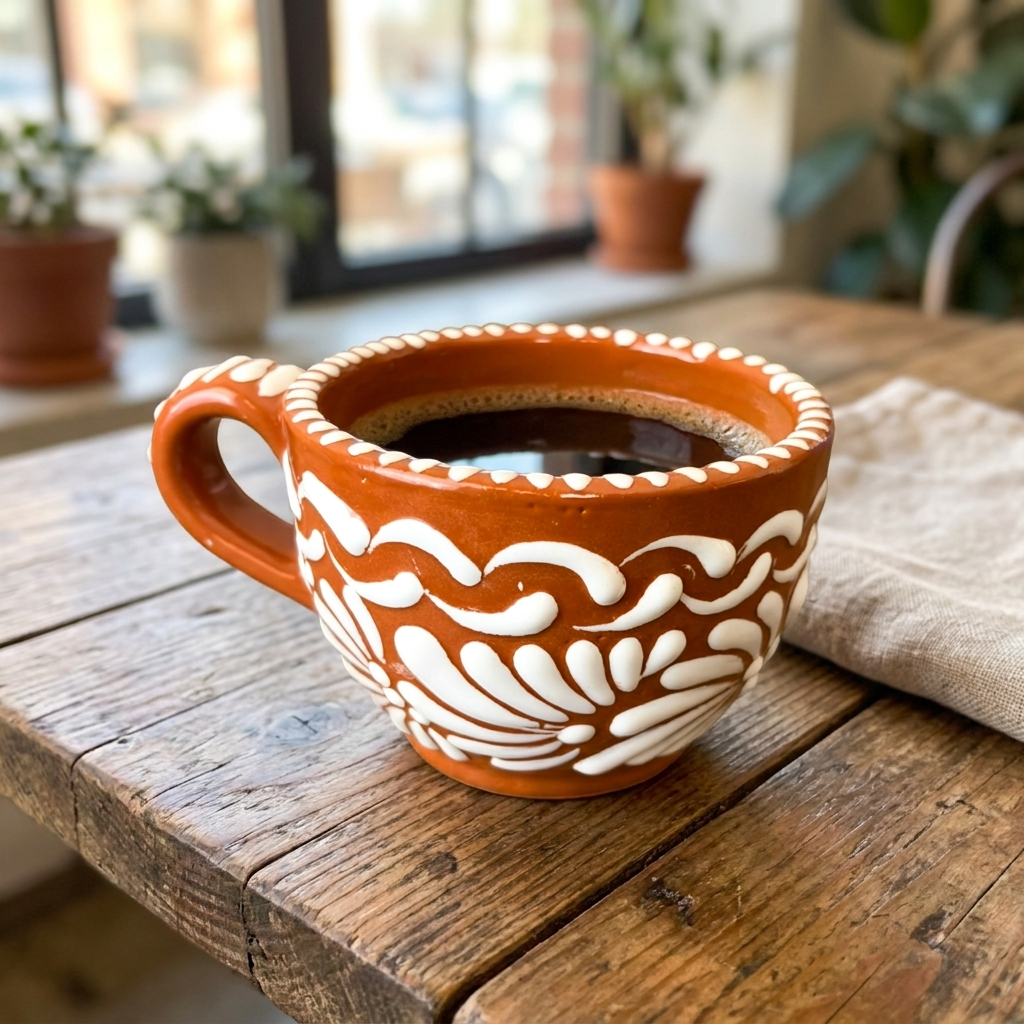 Authentic handmade Talavera mug 11oz hand-painted by artisans in Puebla Mexico