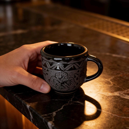Black ceramic espresso cup - handmade stoneware pottery