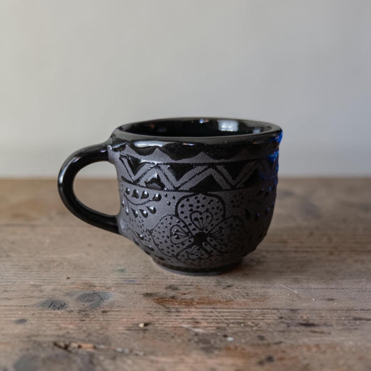 Black espresso cup 4.2 oz handmade in Mexico