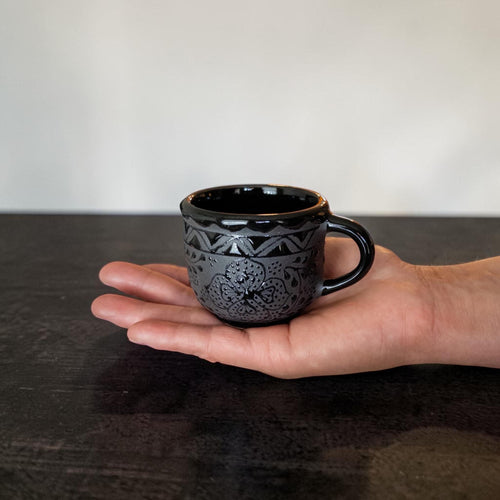 Black mini mug espresso cup side view