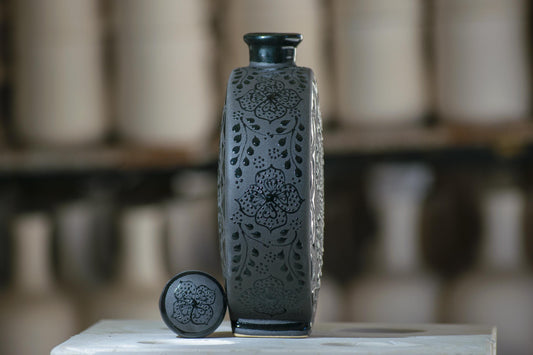 Black stoneware tequila shot glasses set of 4