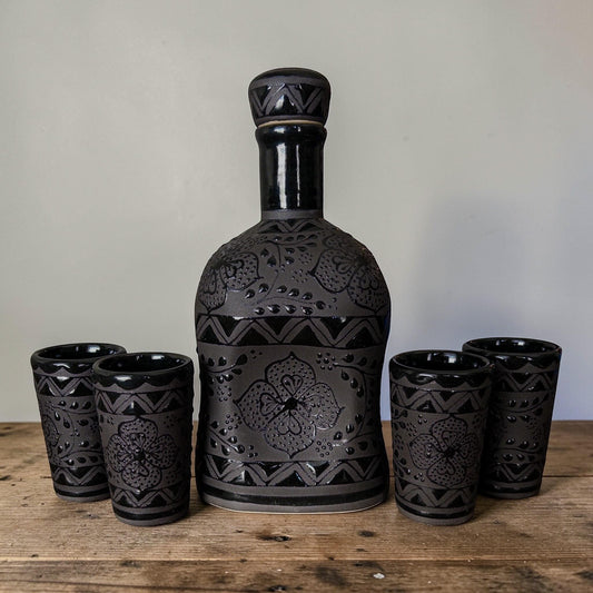 Handmade black decanter 35 oz home bar display