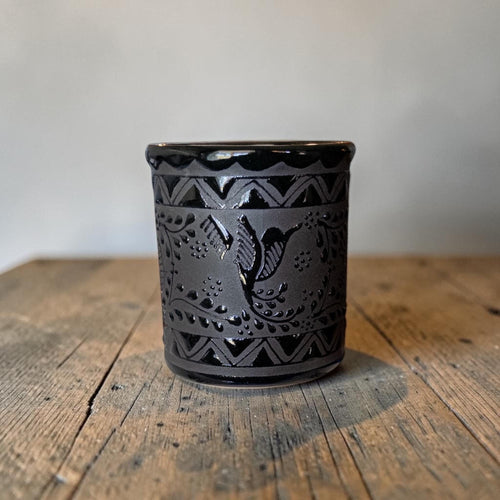 Black ceramic coffee mug handmade in Mexico