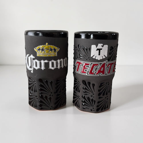 Talavera beer mug Corona design detail