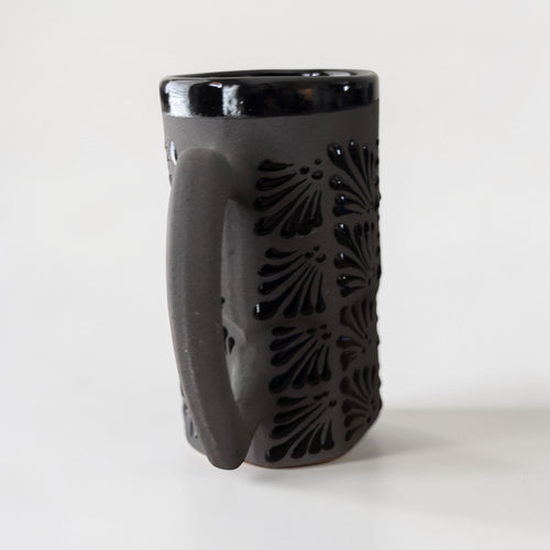 Black Talavera beer mug side view
