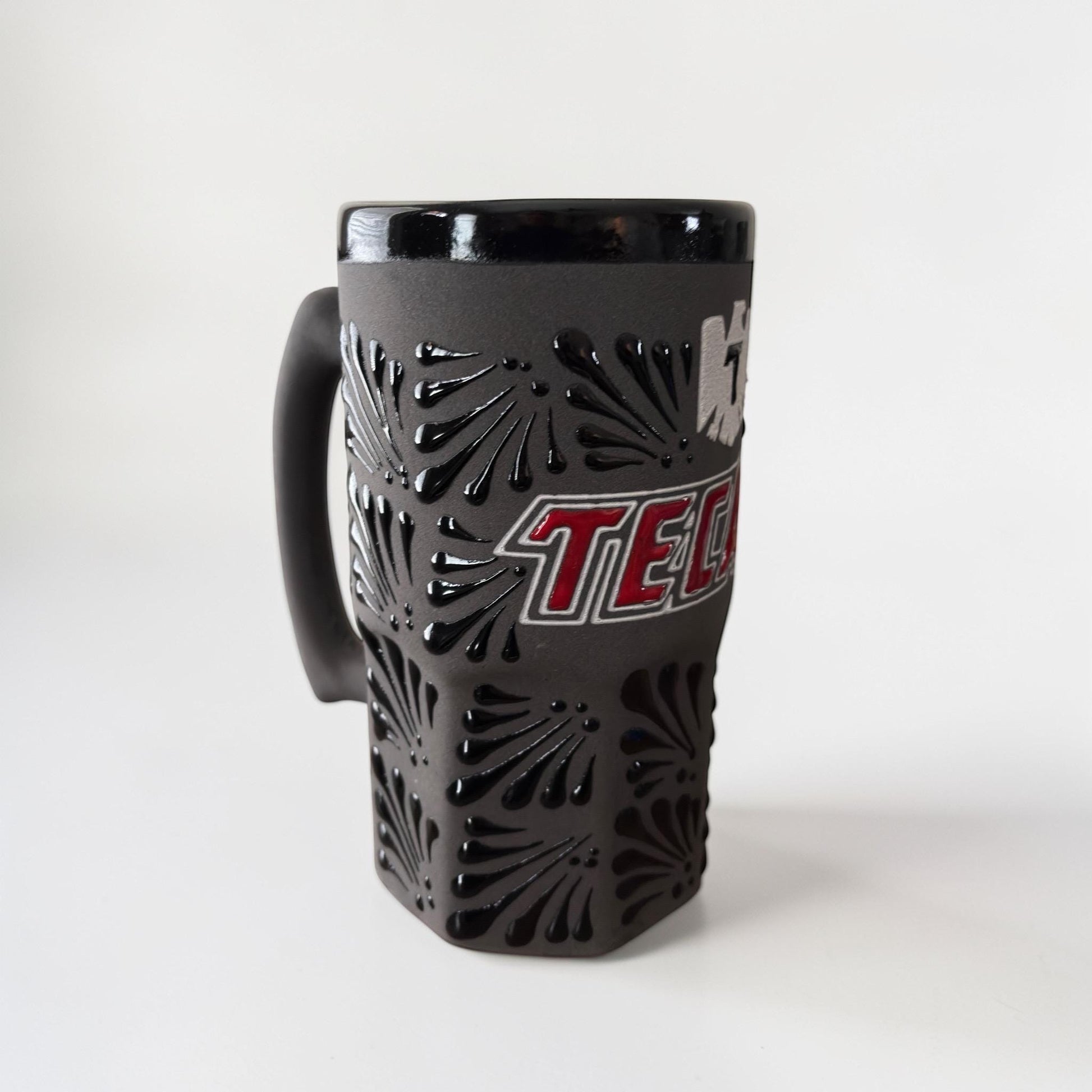Talavera beer mug size comparison in hand