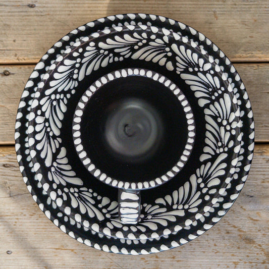 Black Talavera 3-piece dinnerware set handmade in Puebla Mexico