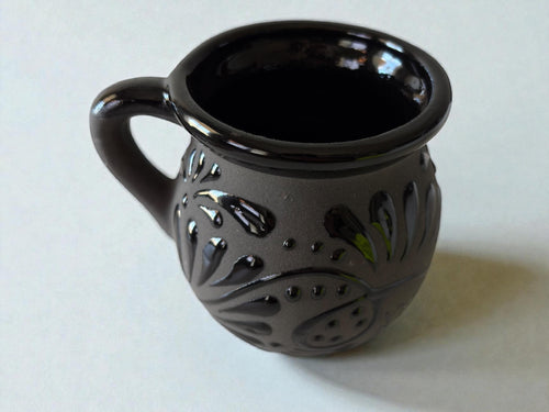 Black Talavera jarrito mugs size comparison