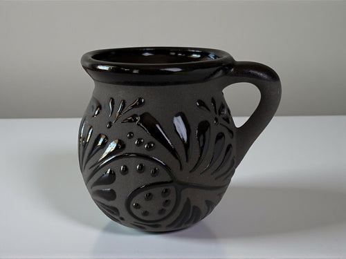 Jarrito mug handle detail handmade in Mexico