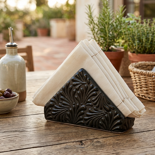 Black Talavera napkin holder dimensions guide