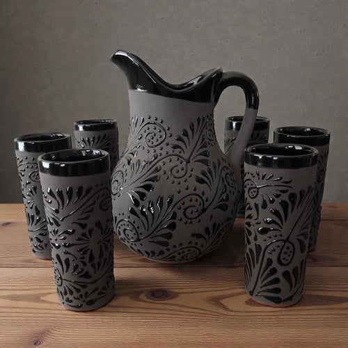 Handmade Talavera pitcher handle detail