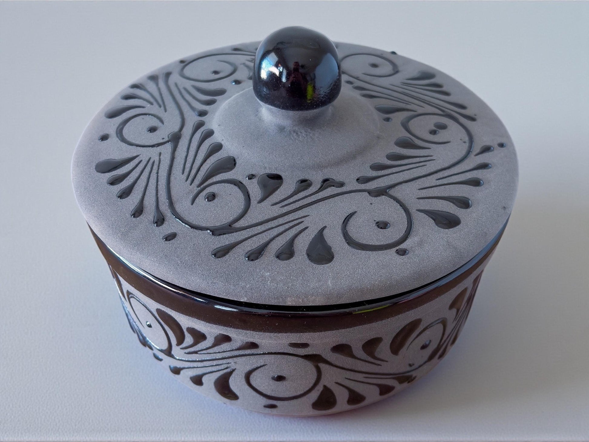 Black Talavera tortilla keeper open with tortillas