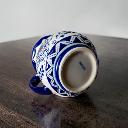 Blue jarrito mug top view handmade in Mexico