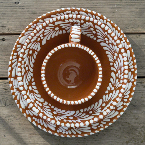 Brown Talavera 3-piece set handmade in Puebla Mexico