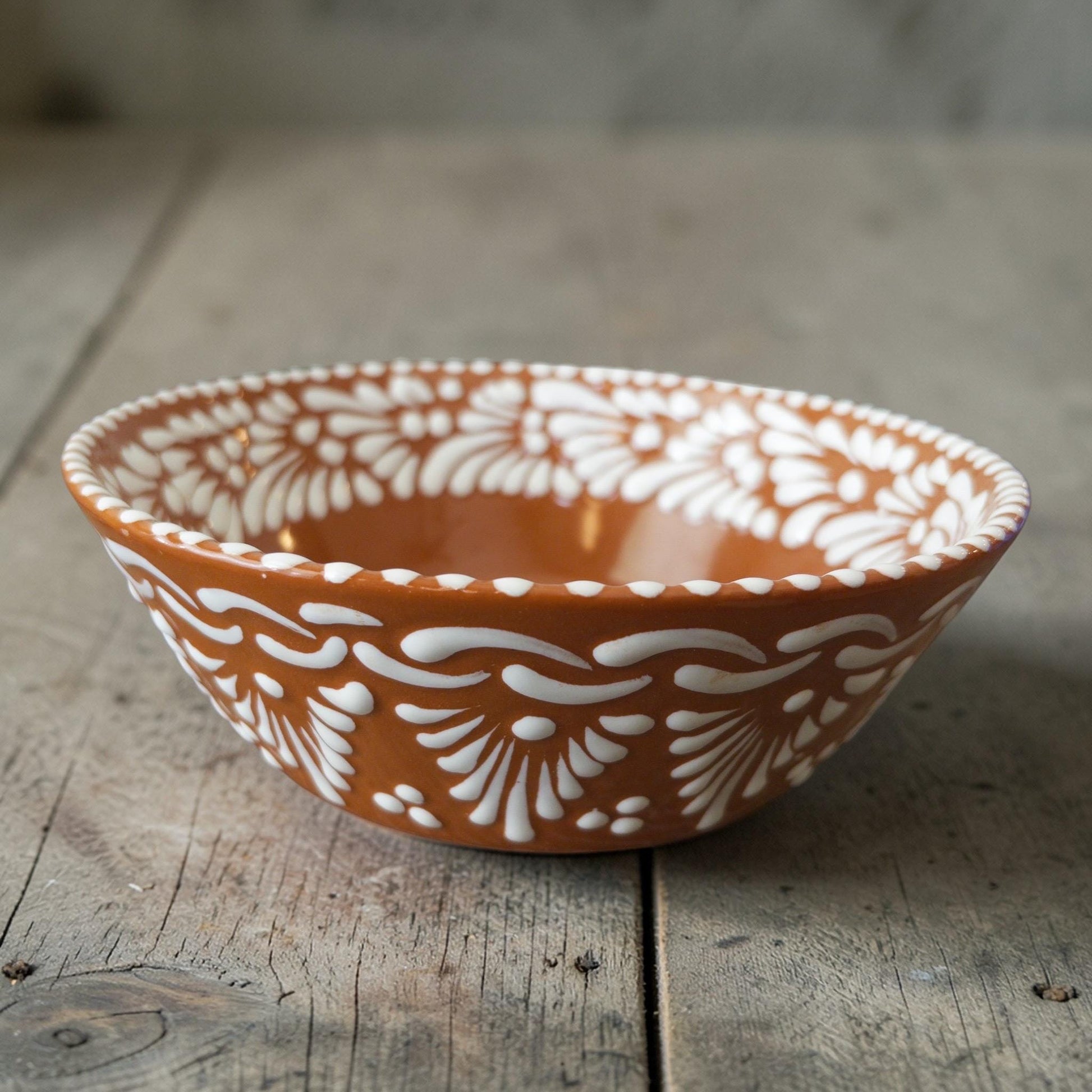 Brown Talavera plate hand-painted design