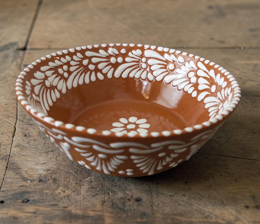 Brown Talavera serving bowl handmade in Puebla Mexico