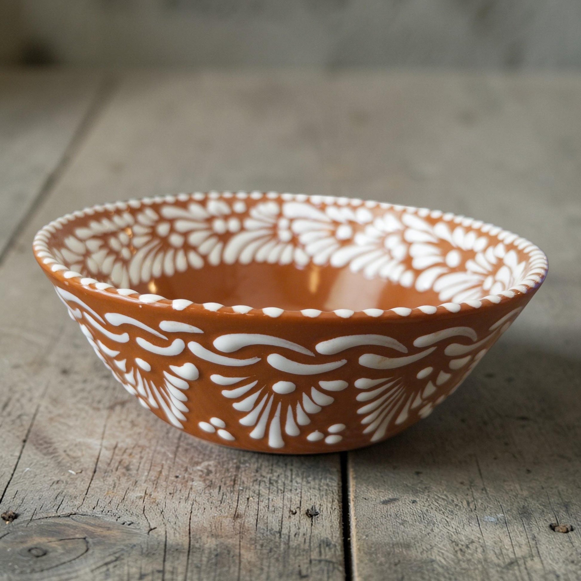 Handmade brown Talavera bowl top view
