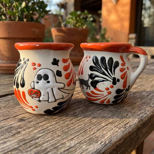 Day of the Dead Mugs - Hand-Painted Talavera Jarritos | Mexican Halloween