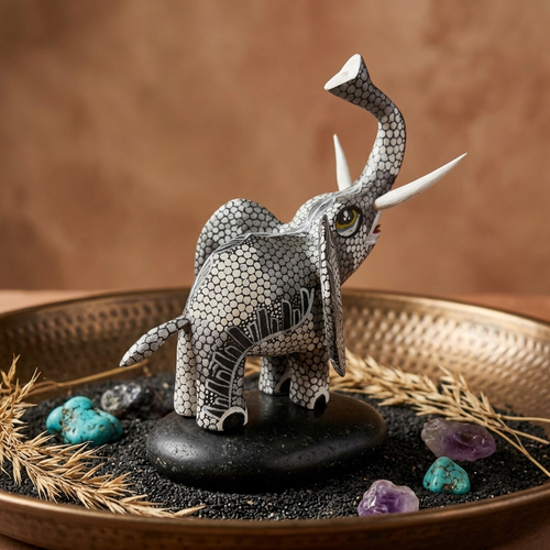 Hand-carved wood elephant alebrije from Oaxaca, Mexico