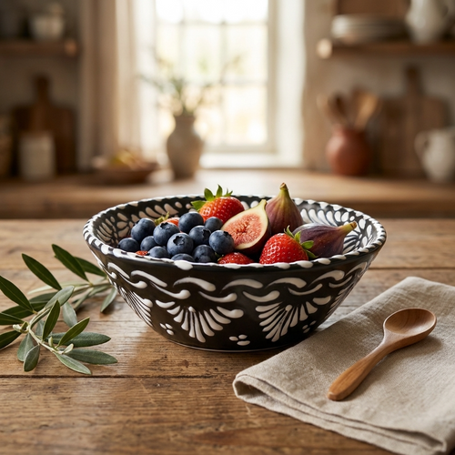 Hand-painted Talavera serving bowl, Mexican pottery