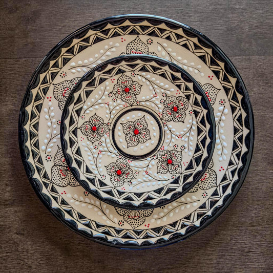 Stoneware large plate 10.5 inch handmade in Mexico