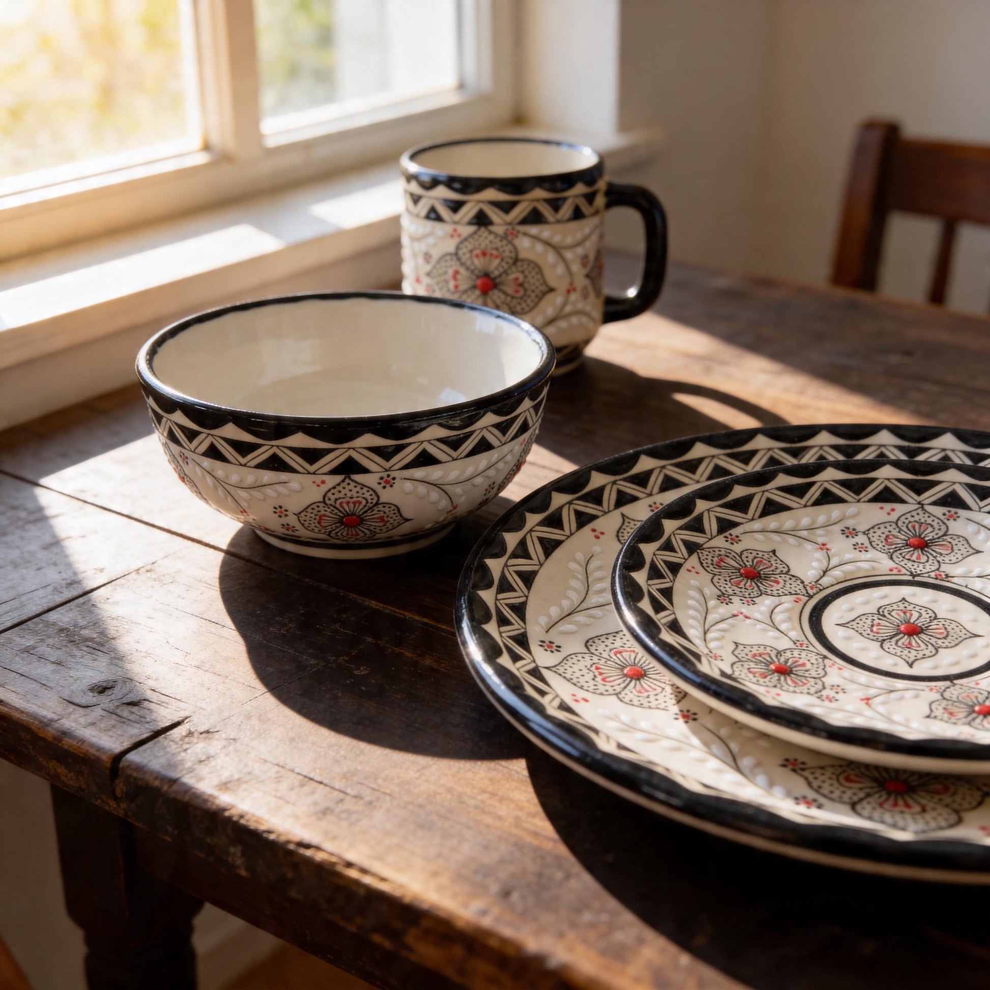 Stoneware dinnerware set glaze detail