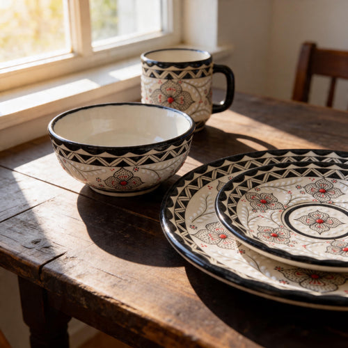 Stoneware dinnerware set glaze detail