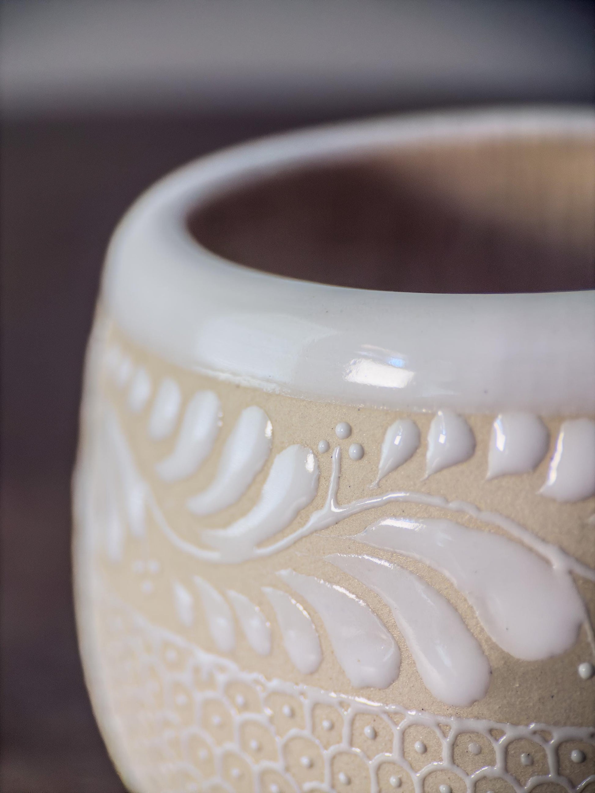 Hand-painted floral stoneware coffee mug made in Mexico