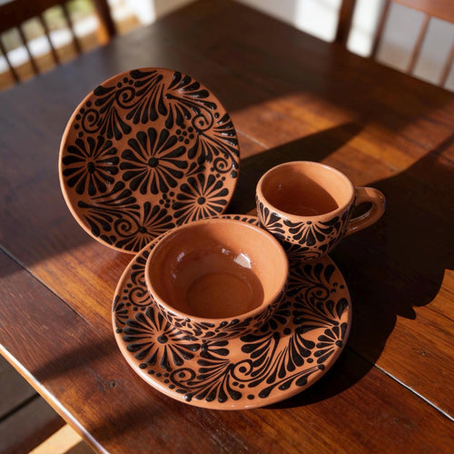Handmade Talavera Dinnerware Set 4-Piece - Mexican Pottery