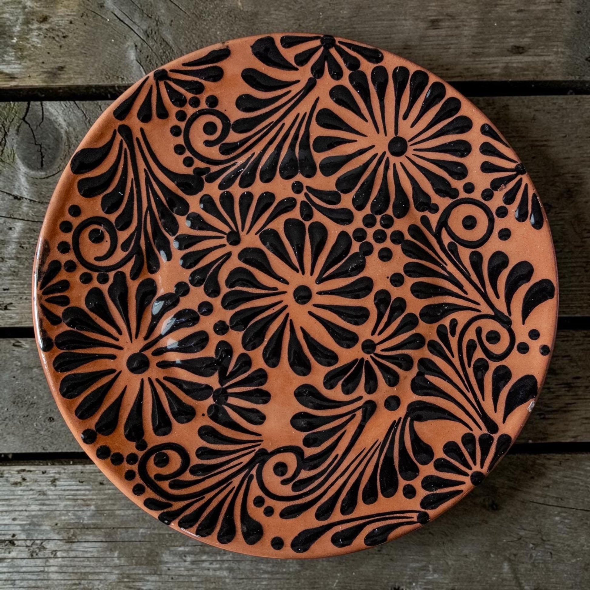 Talavera plates with vibrant Mexican patterns