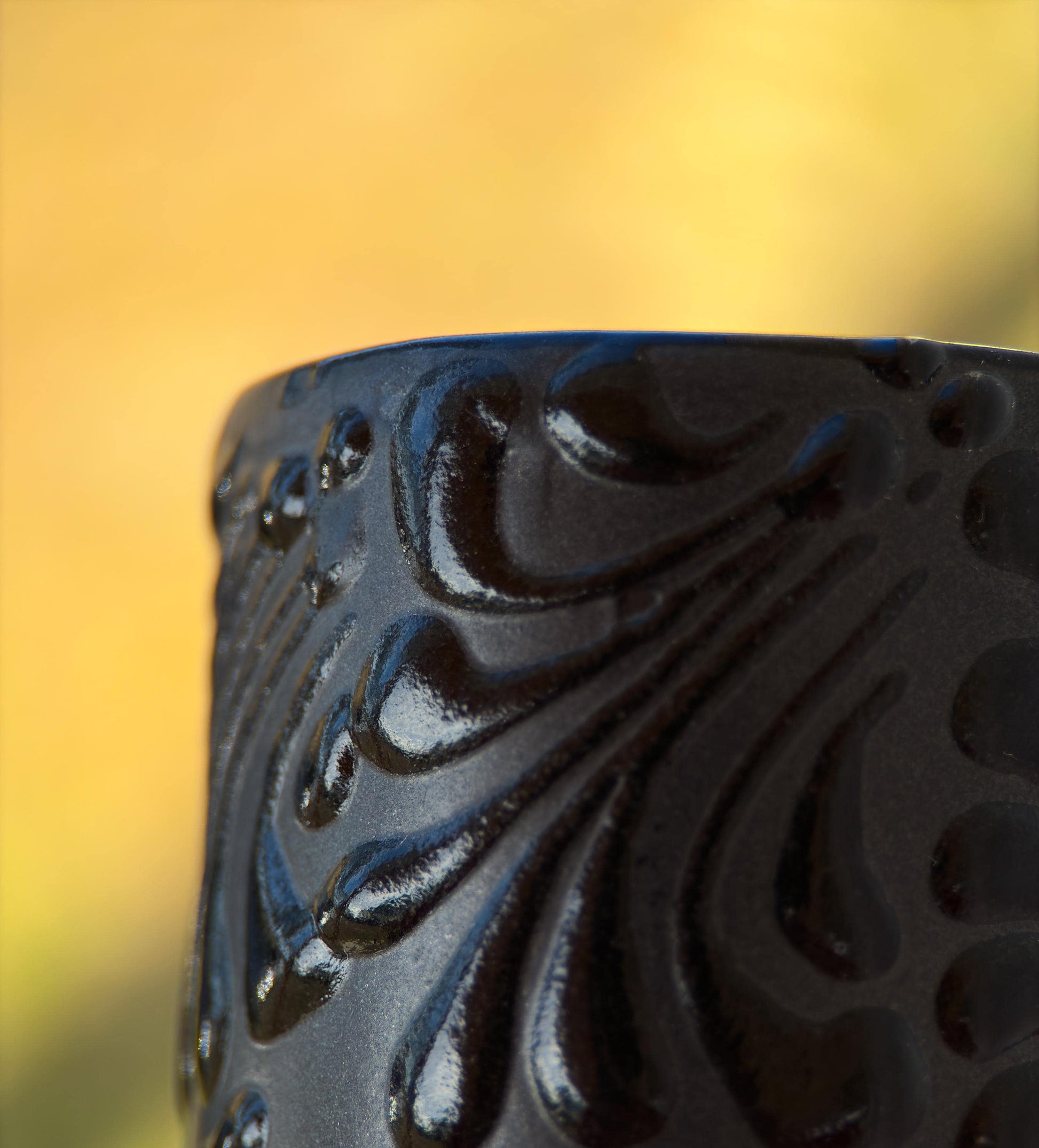 Black Talavera shot glass hand-painted - Mexican tequila glass