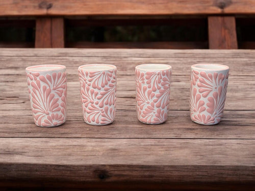 Talavera shot glass with tequila - artisan drinkware
