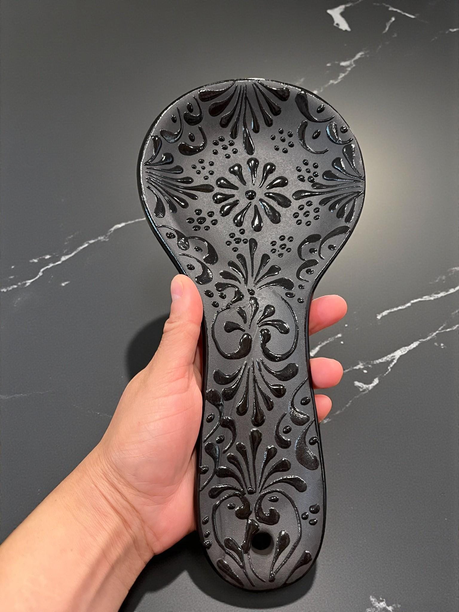 Handmade Talavera Spoon Rest - Utensil Holder Mexican Pottery