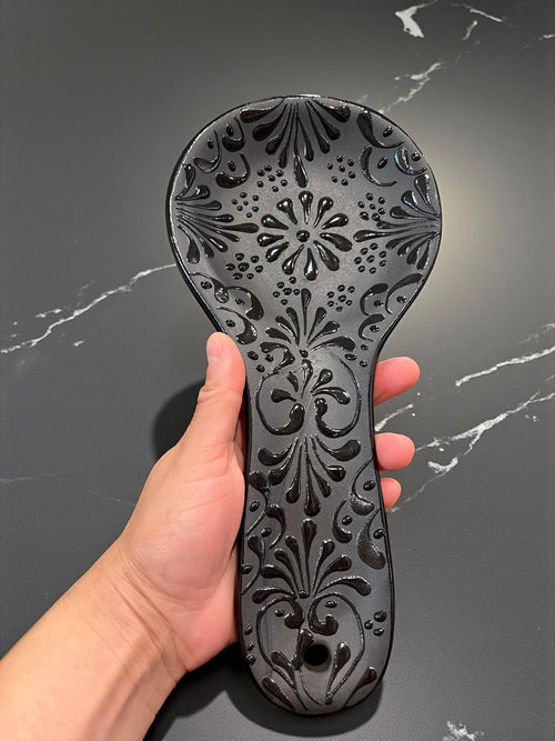 Handmade Talavera Spoon Rest - Utensil Holder Mexican Pottery