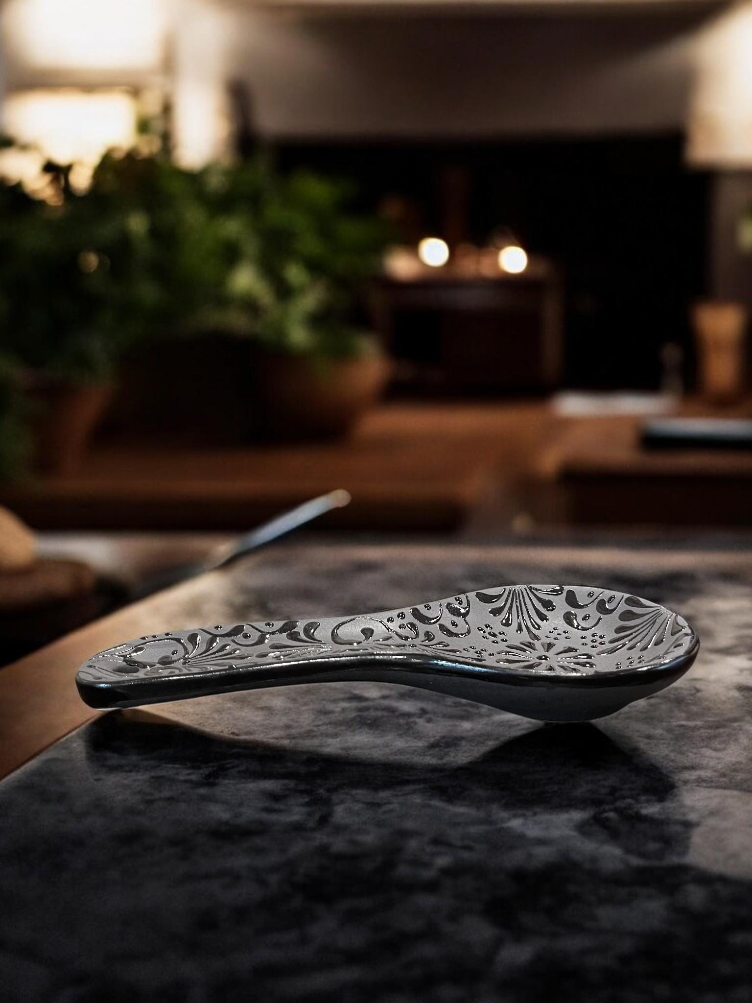 Colorful Talavera spoon rest hand-painted in Mexico