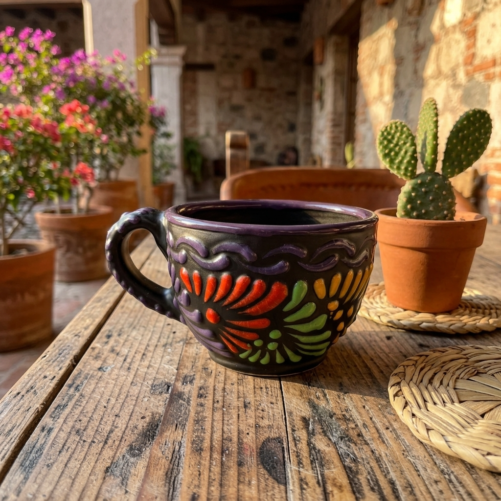 multicolorTalavera coffee mug 10 oz handmade Mexican pottery