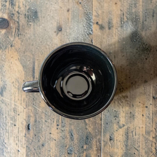 Large black ceramic mug for soup and coffee
