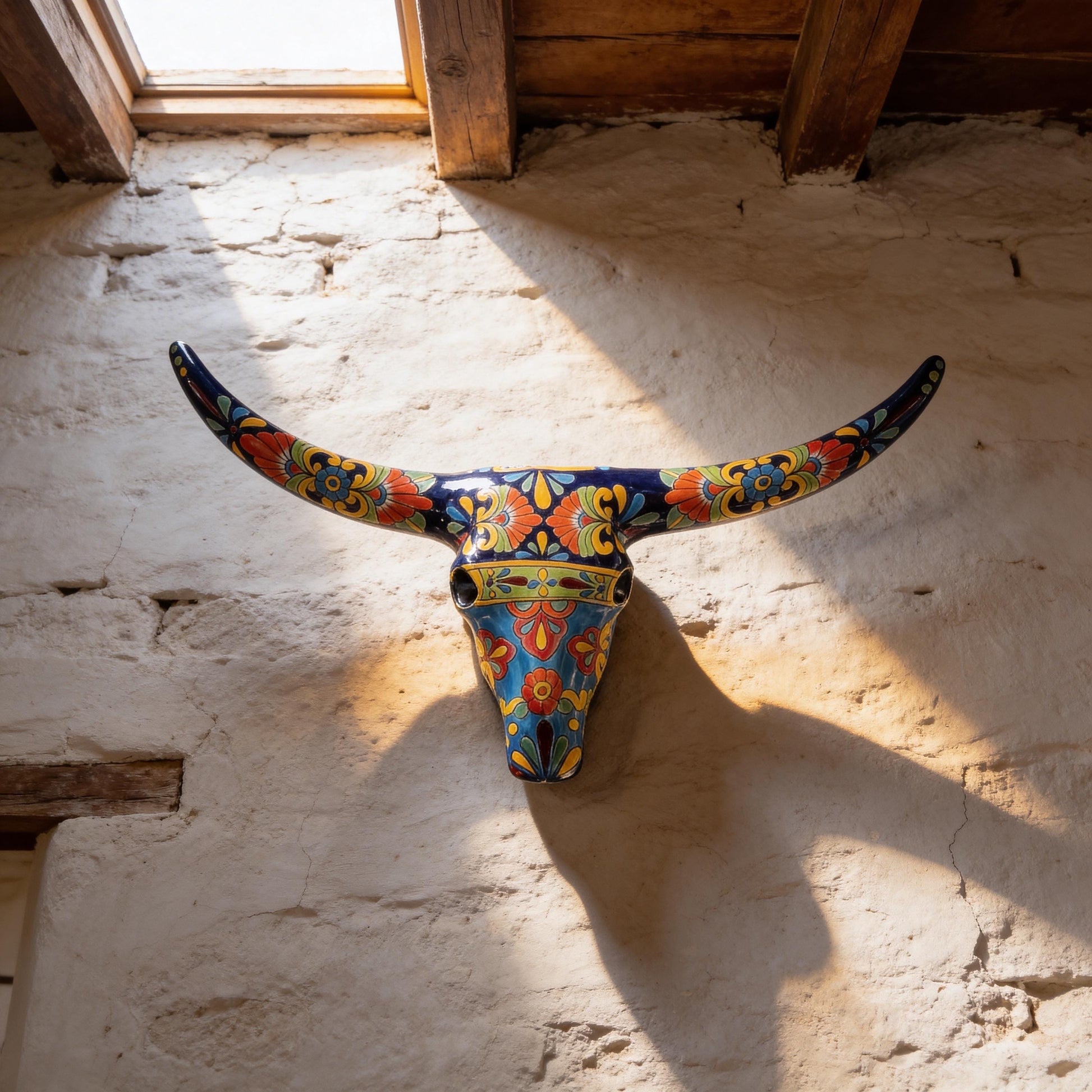 Handmade longhorn skull wall art Mexican folk art