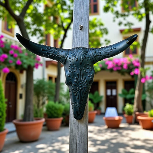 Talavera longhorn skull southwestern wall decor