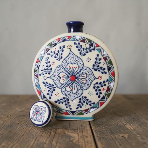 Multicolor stoneware tequila decanter home bar display