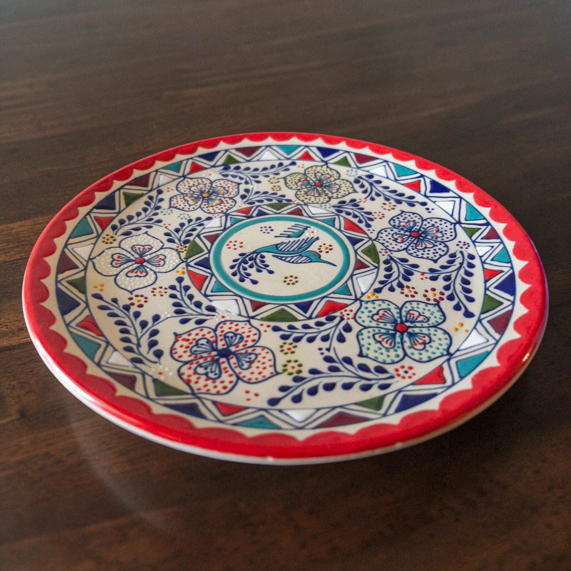Handmade stoneware plate 10.4 inch top view