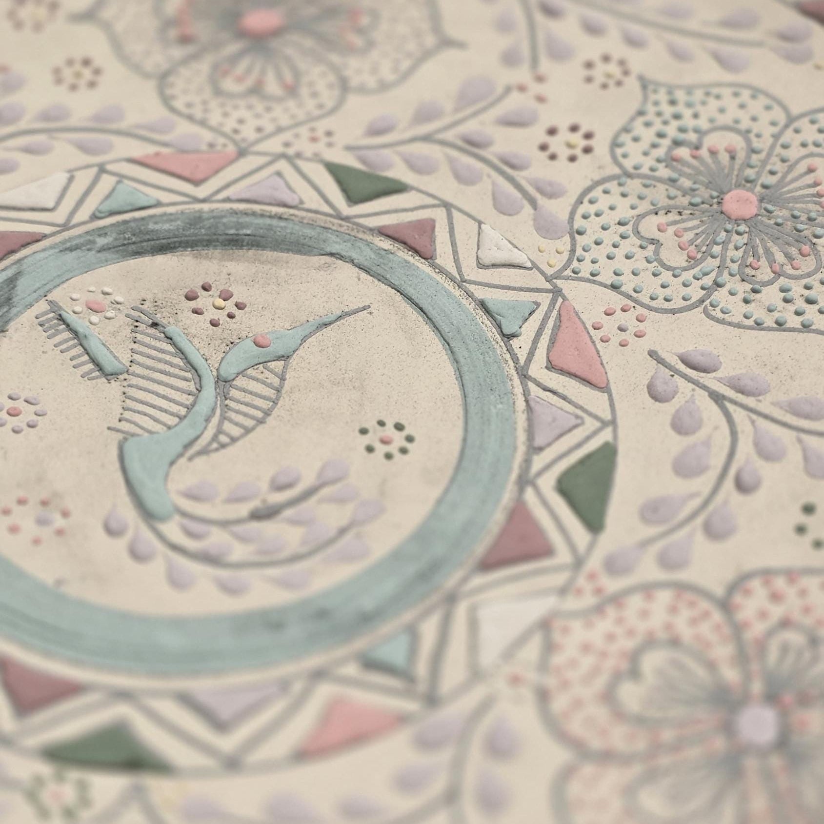 Handmade stoneware plate glaze detail