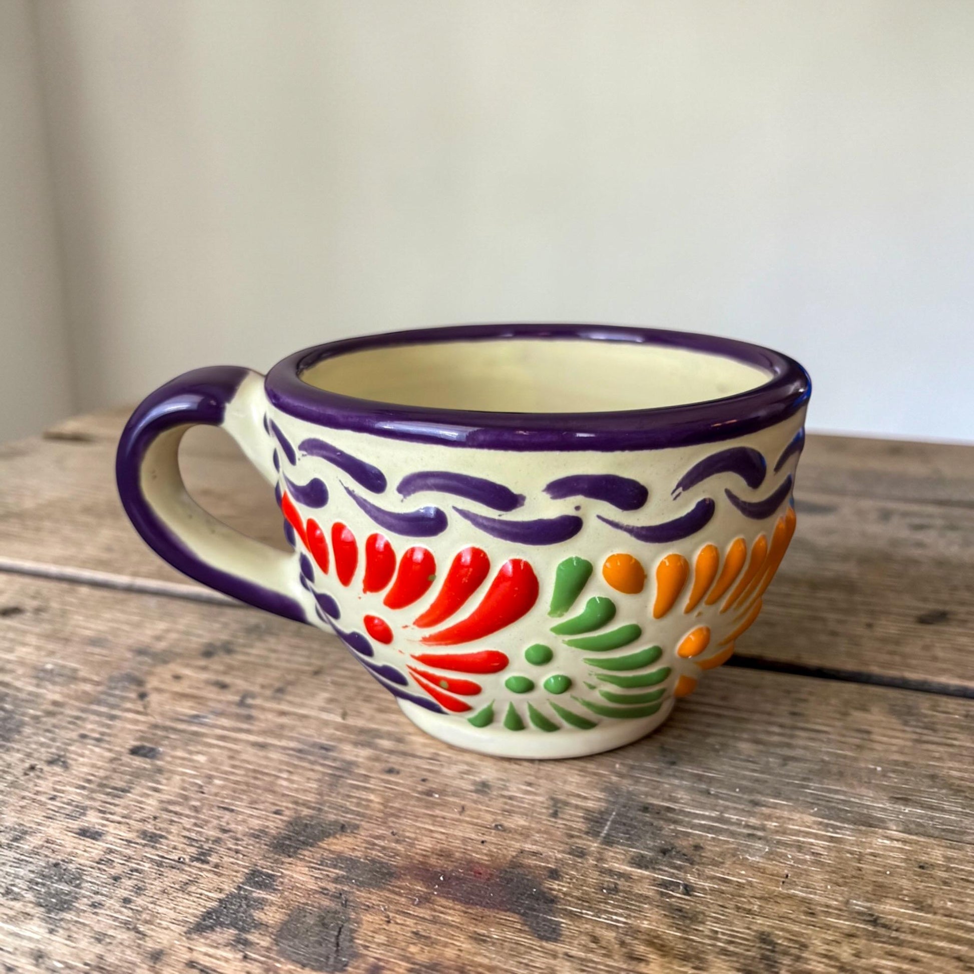 Talavera mug 10 oz with handle - Mexican pottery