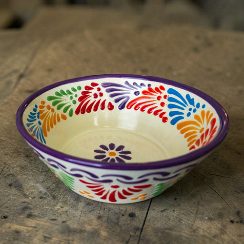 Multicolor white Talavera mug hand-painted design